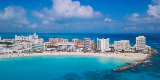 Cancun beach fly over