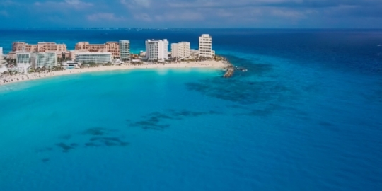 Cancun beach fly over