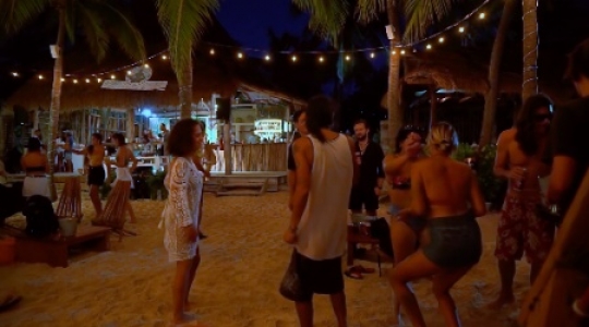 Isla Mujeres people dancing at beach bar  - 4