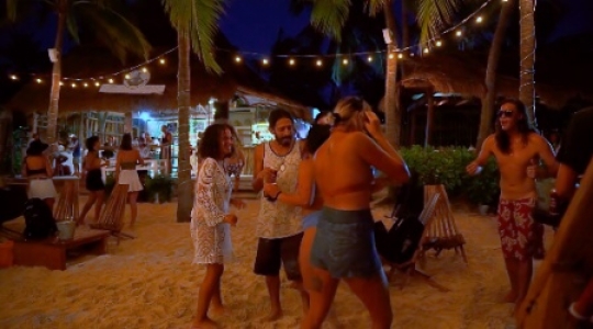 Isla Mujeres people dancing at beach bar  - 4 slo mo