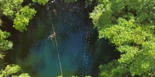 Mexico Cenote People Swimming