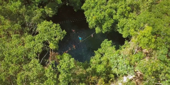 Mexico Cenote People Swimming