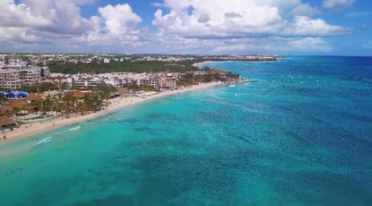 Playa Del Carmen beach slow fly over