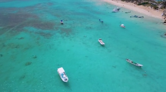 Playa Del Carmen boat reverse flyover