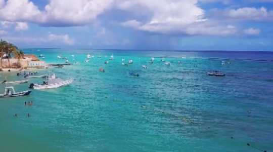 Playa Del Carmen boats low flyover and ascend 