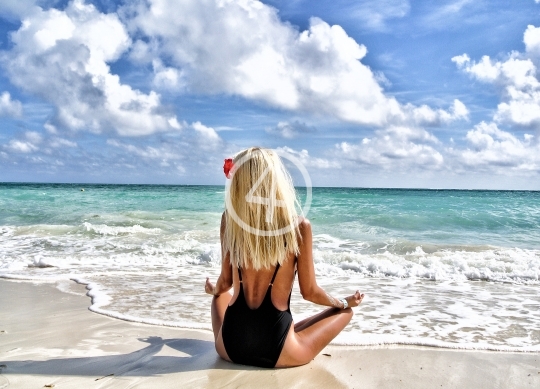 Beach bikini pose