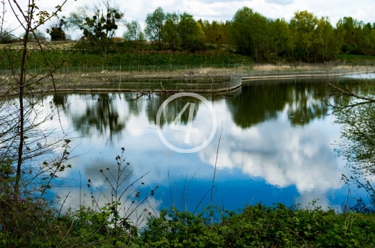 Blue sky and cloud reflection 1