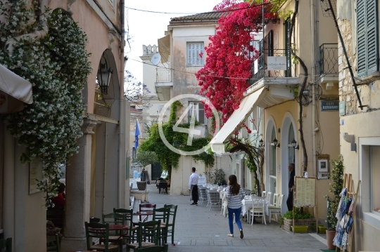 City street Kerkira Greece