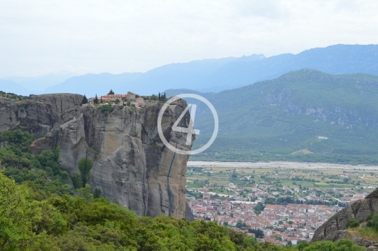 Cliff castle view Meteora Greece