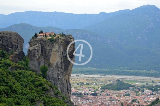 Cliff castle view Meteora Greece