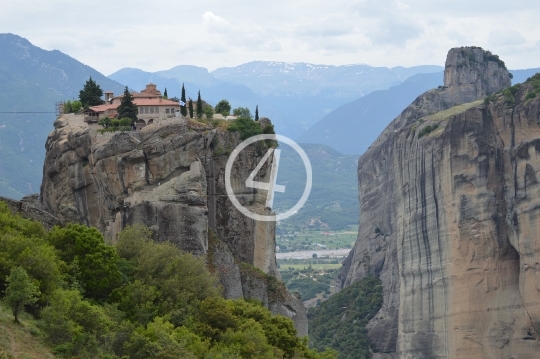 Cliff castle view Meteora Greece