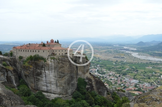 Cliff castle view Meteora Greece