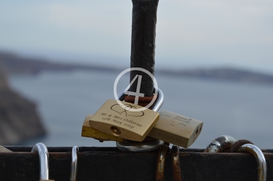 Love locks Santorini Greece