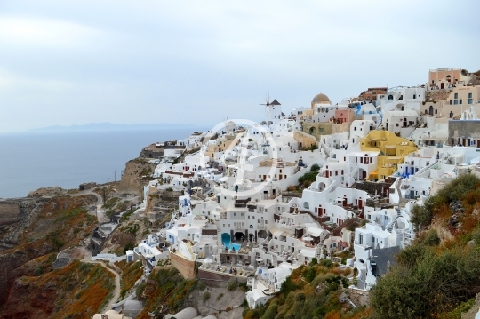 Mountain side living Santorini Greece