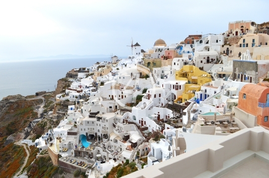 Mountain side living Santorini Greece