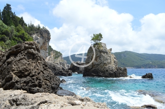 Rocky coast Corfu Greece