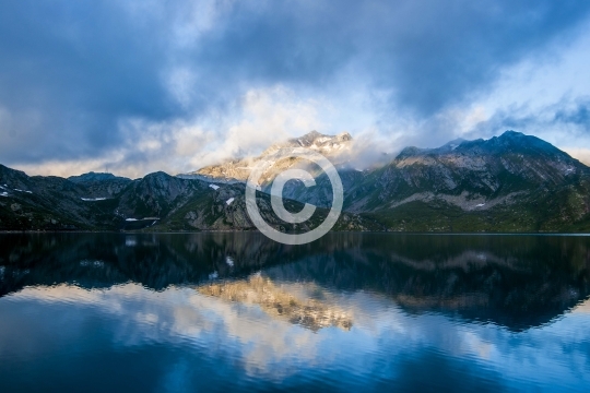 Rocky mountain near lake