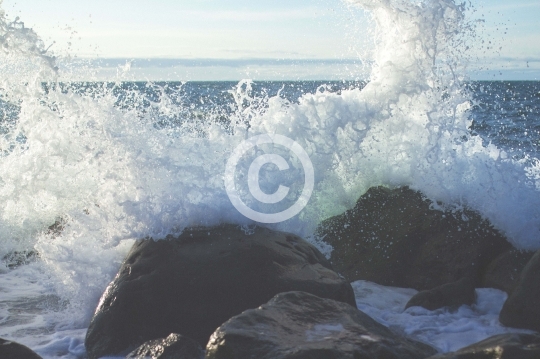 Water crashing over rocks